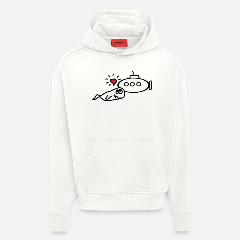 baleine aime uboot - Sweat à capuche bio épais oversize fabriqué en UE - OFF WHITE