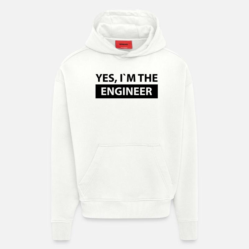 yes i´m the engineer - Sweat à capuche bio épais oversize fabriqué en UE - OFF WHITE