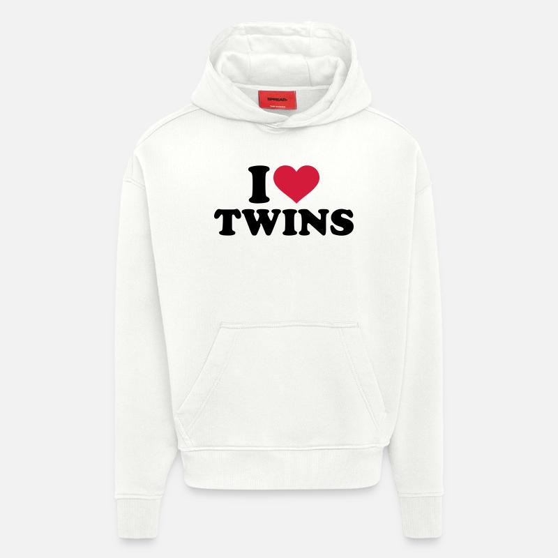 I love twins - Sweat à capuche bio épais oversize fabriqué en UE - OFF WHITE