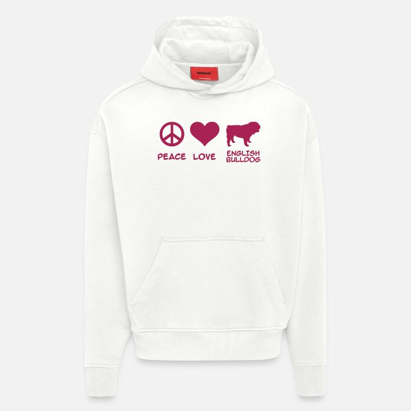 Anglais Bouledogue - Sweat à capuche bio épais oversize fabriqué en UE - OFF WHITE