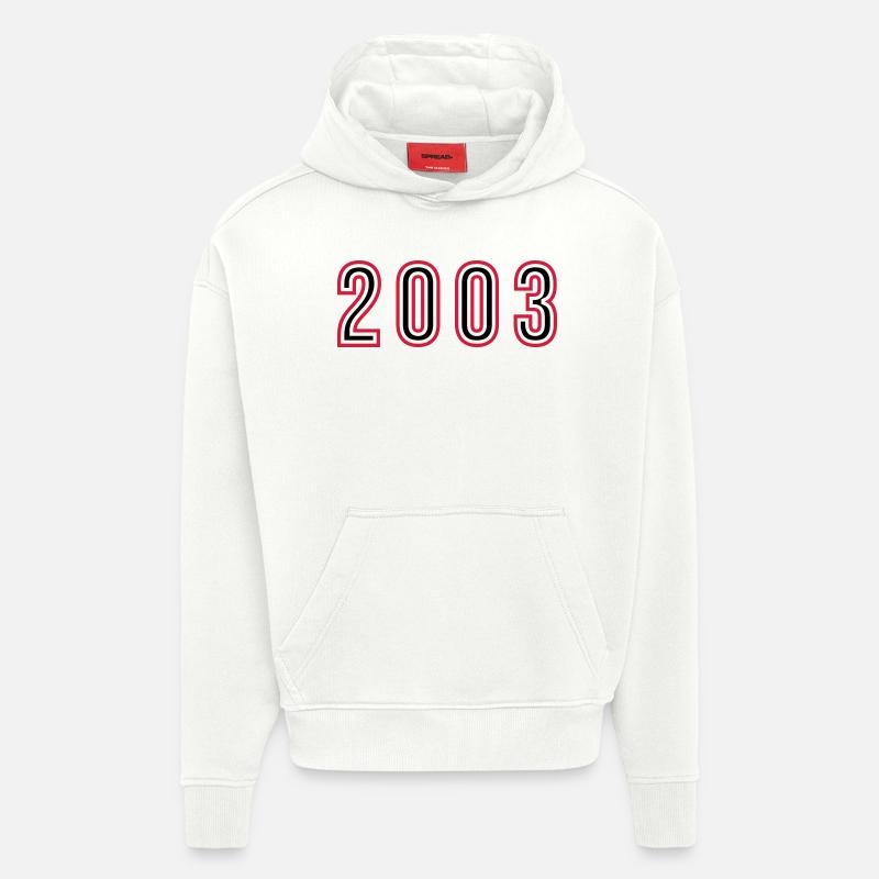 2003 Année Numéro - Sweat à capuche bio épais oversize fabriqué en UE - OFF WHITE