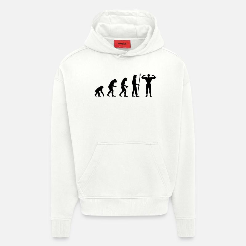 evolution_bodybuilding2 - Hoodie- made by SPREAD  - OFF WHITE