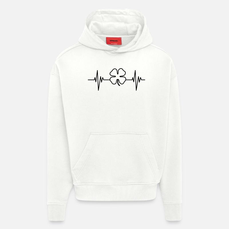 Clover Pulse - Sweat à capuche bio épais oversize fabriqué en UE - OFF WHITE