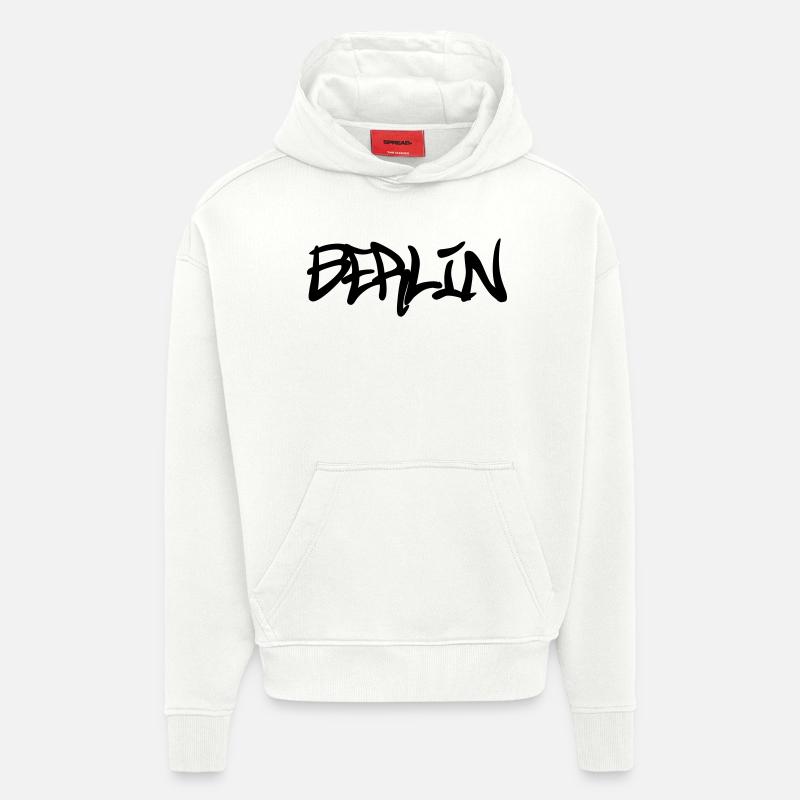 Berlin Graffiti - Sweat à capuche bio épais oversize fabriqué en UE - OFF WHITE