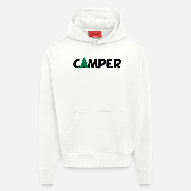 Logo de tente roulotte - Sweat à capuche bio épais oversize fabriqué en UE - OFF WHITE