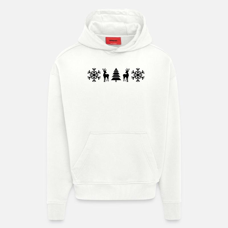 weihnachtsmuster_01 - Sweat à capuche bio épais oversize fabriqué en UE - OFF WHITE