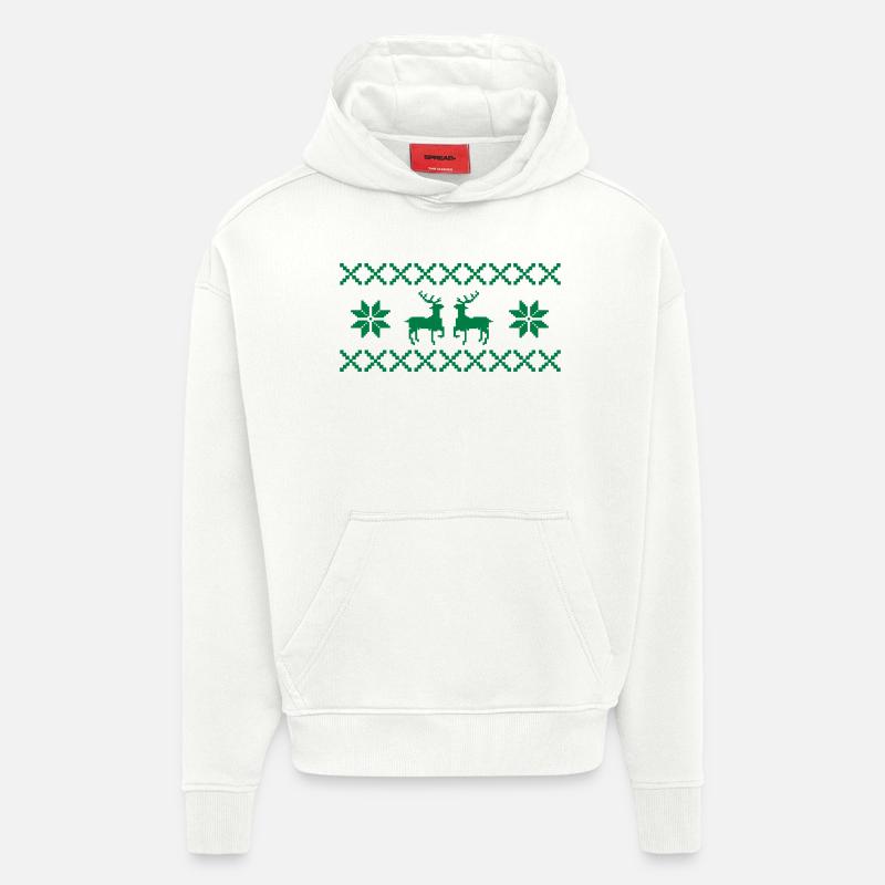 norwegen_muster_01 - Sweat à capuche bio épais oversize fabriqué en UE - OFF WHITE