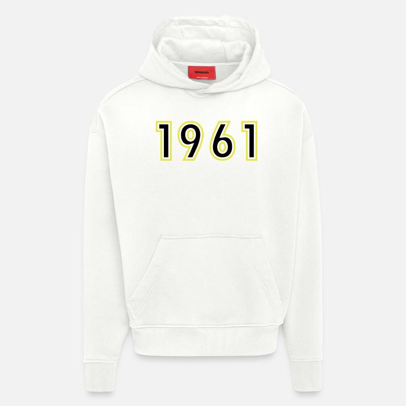1961 Année Anniversaire - Sweat à capuche bio épais oversize fabriqué en UE - OFF WHITE