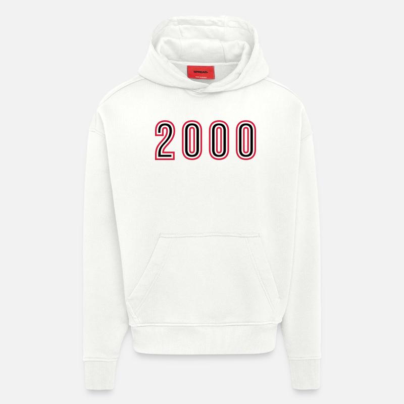2000 Numéro de l’année - Sweat à capuche bio épais oversize fabriqué en UE - OFF WHITE