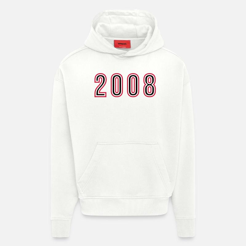 Numéro de l’année 2008 - Sweat à capuche bio épais oversize fabriqué en UE - OFF WHITE