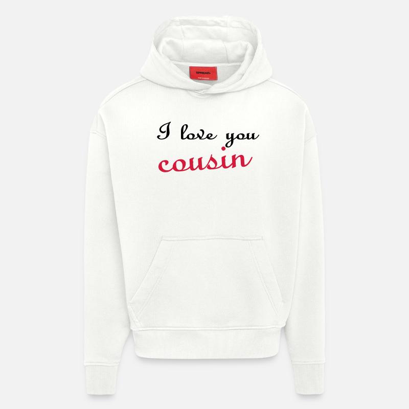 i love you cousin - Sweat à capuche bio épais oversize fabriqué en UE - OFF WHITE