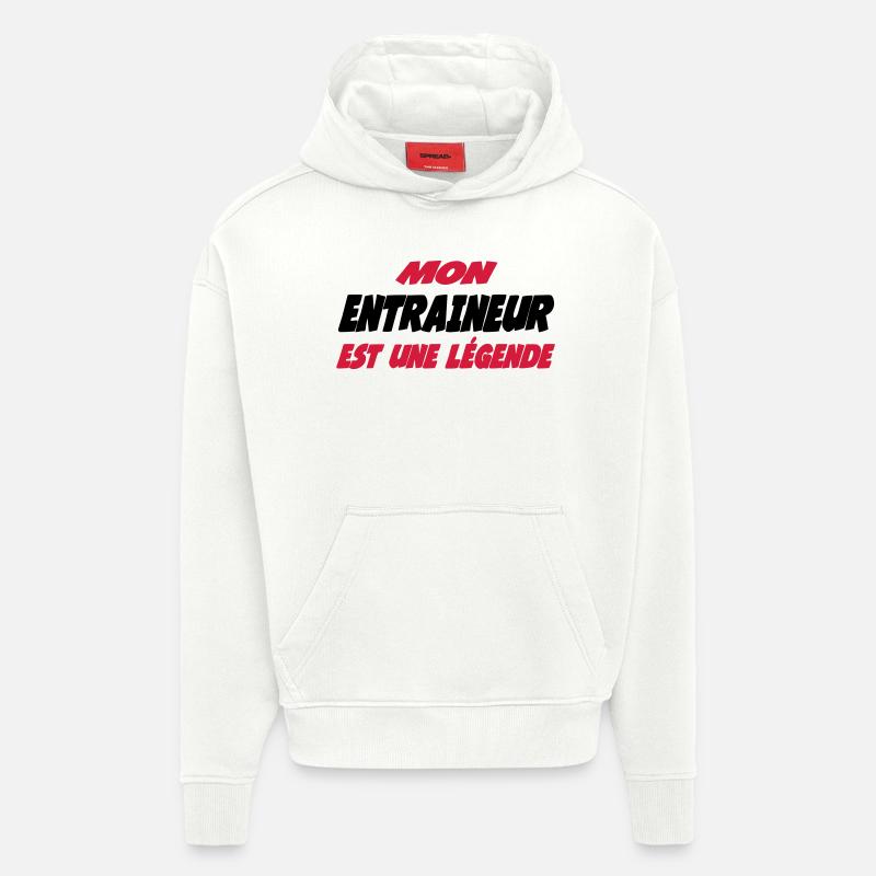 Mon ENTRAINEUR est une légende - Sweat à capuche bio épais oversize fabriqué en UE - OFF WHITE