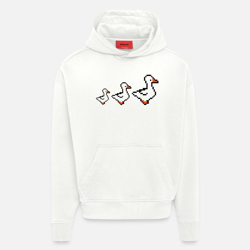 Canards pixellisés - Sweat à capuche bio épais oversize fabriqué en UE - OFF WHITE