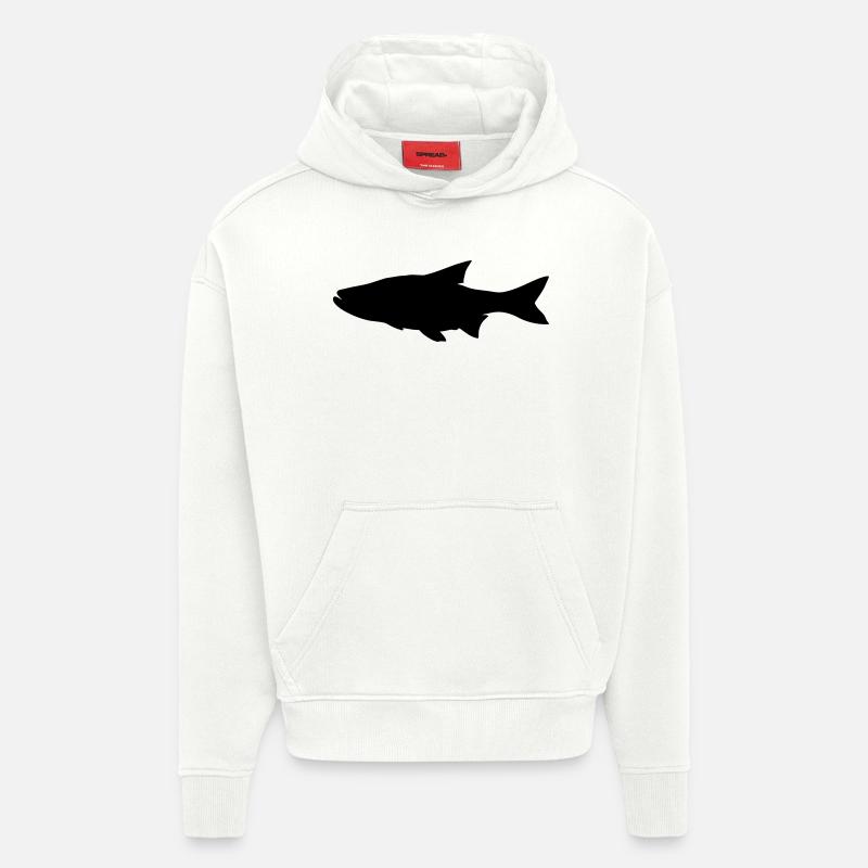 Silhouette de poisson asp - Sweat à capuche bio épais oversize fabriqué en UE - OFF WHITE