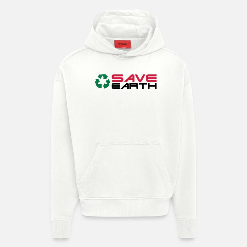 Recycling__V007 - Sweat à capuche bio épais oversize fabriqué en UE - OFF WHITE