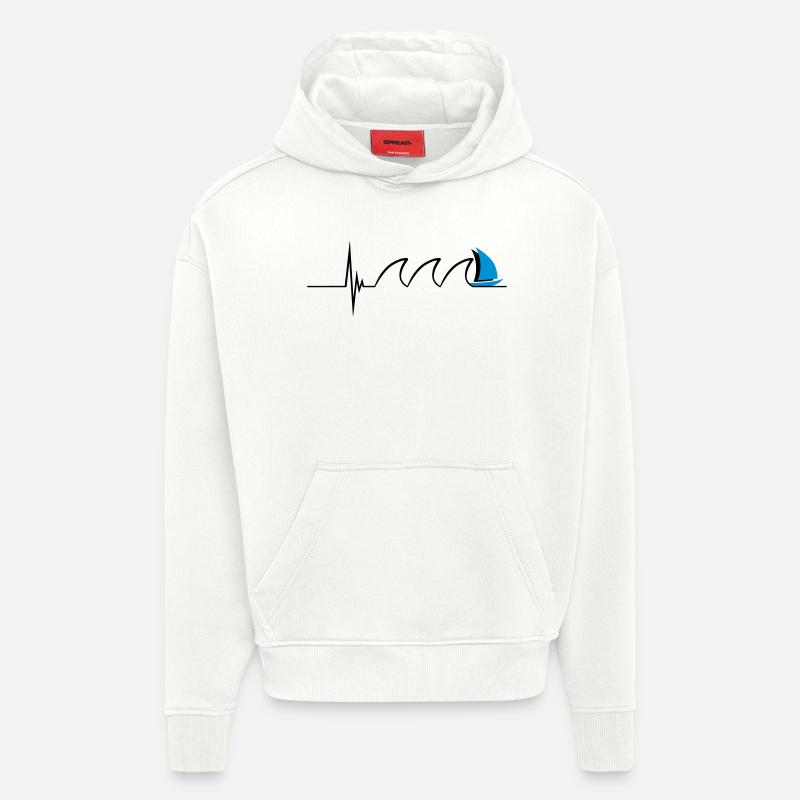 Sailing Pulse - Sweat à capuche bio épais oversize fabriqué en UE - OFF WHITE