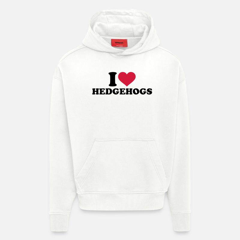 I love hedgehogs - Sweat à capuche bio épais oversize fabriqué en UE - OFF WHITE