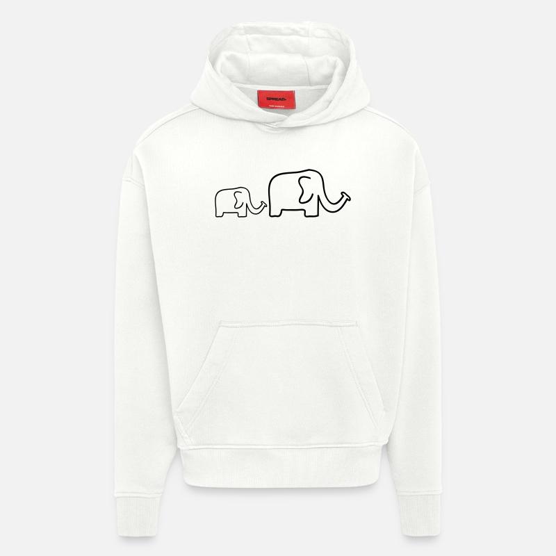 éléphant - Sweat à capuche bio épais oversize fabriqué en UE - OFF WHITE