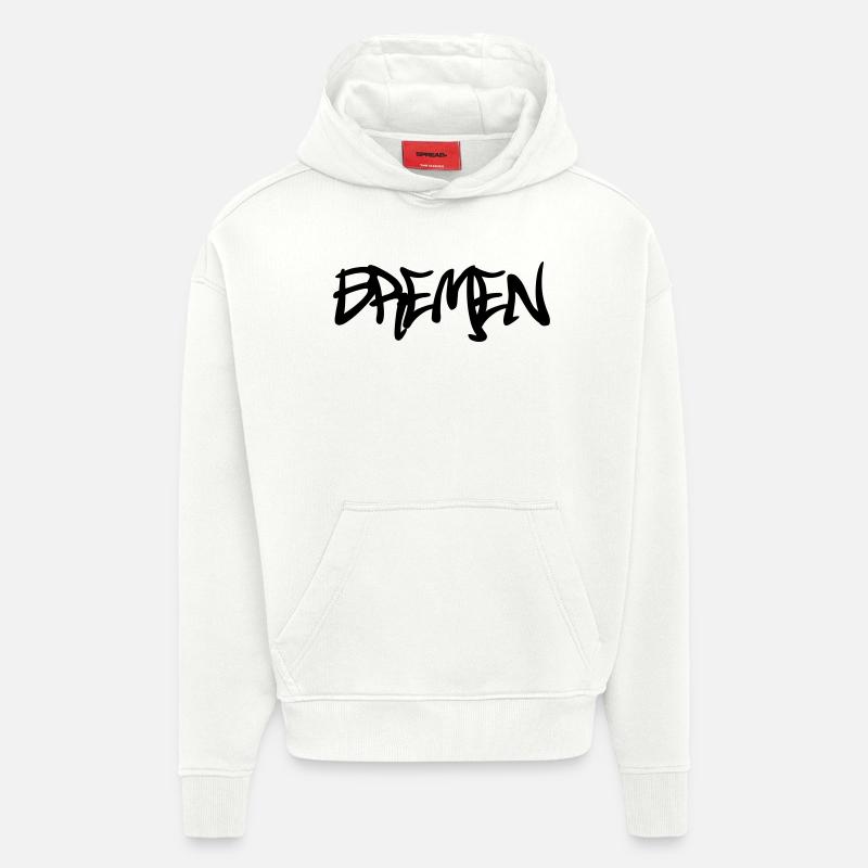 Brême Graffiti - Sweat à capuche bio épais oversize fabriqué en UE - OFF WHITE