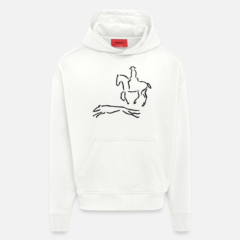 Reiter et lévrier - Sweat à capuche bio épais oversize fabriqué en UE - OFF WHITE