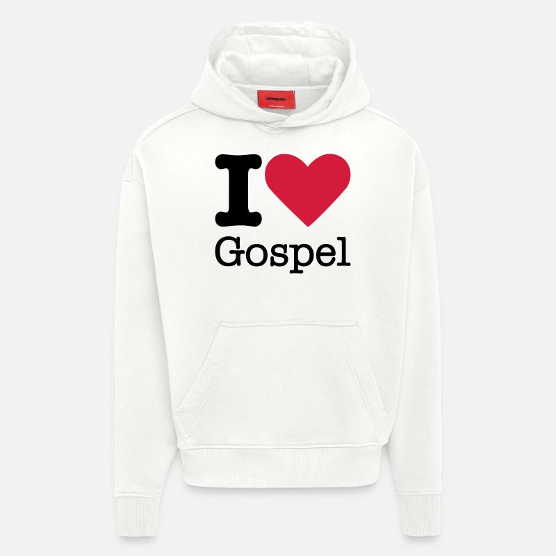 J'aime Evangile - Sweat à capuche bio épais oversize fabriqué en UE - OFF WHITE