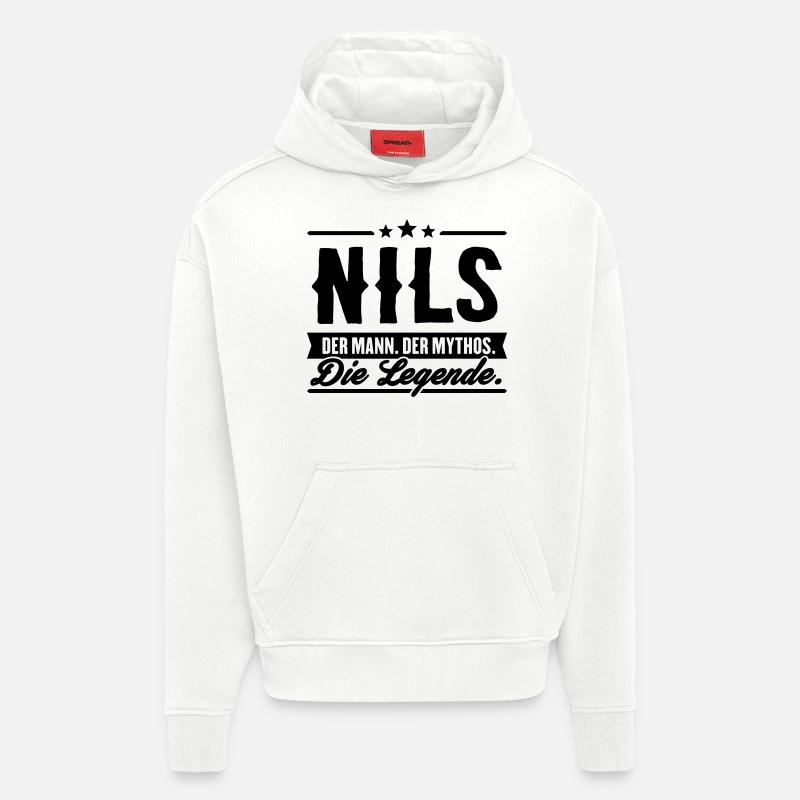 Man Myth Légende Nils - Sweat à capuche bio épais oversize fabriqué en UE - OFF WHITE