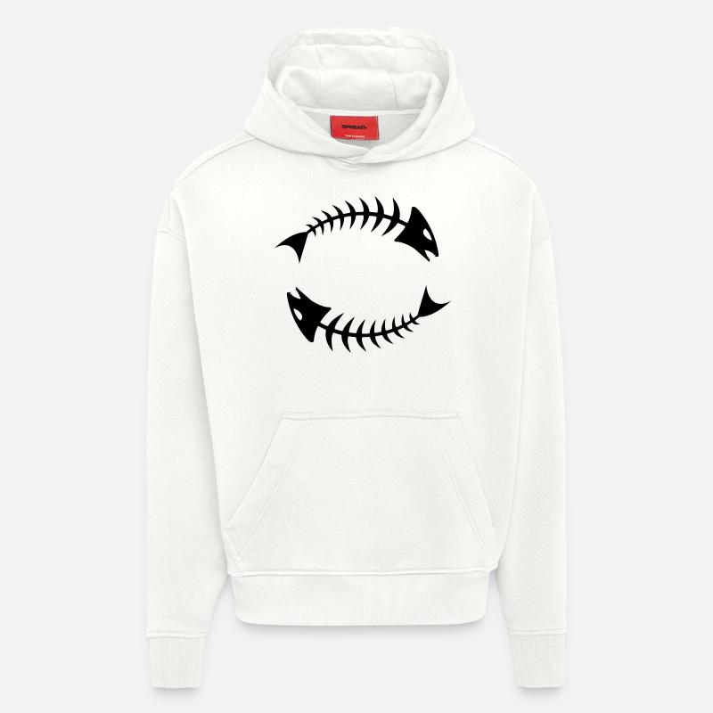 Double Fishbone Fishbone - Sweat à capuche bio épais oversize fabriqué en UE - OFF WHITE