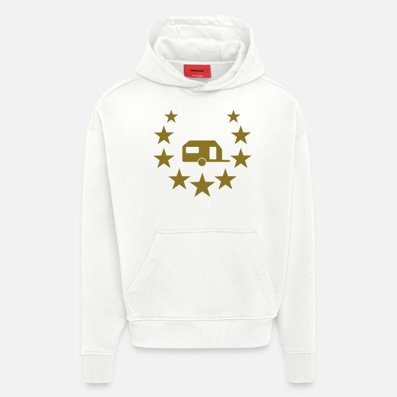 camper camping star - Sweat à capuche bio épais oversize fabriqué en UE - OFF WHITE