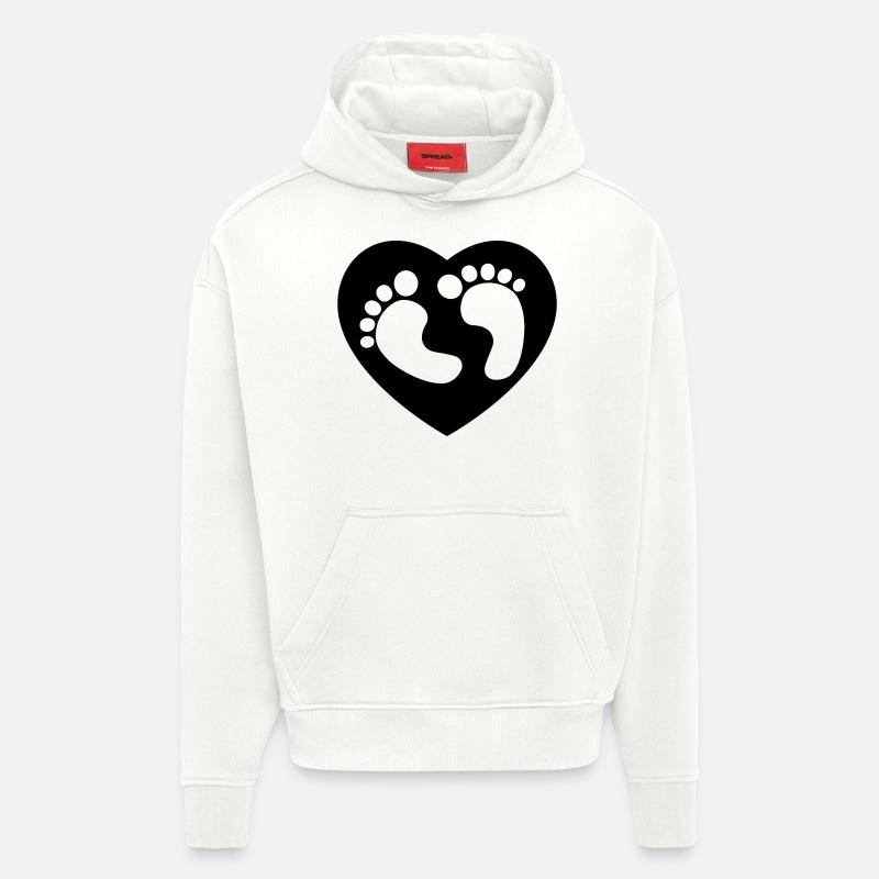 Pieds de bébé Coeur - Sweat à capuche bio épais oversize fabriqué en UE - OFF WHITE