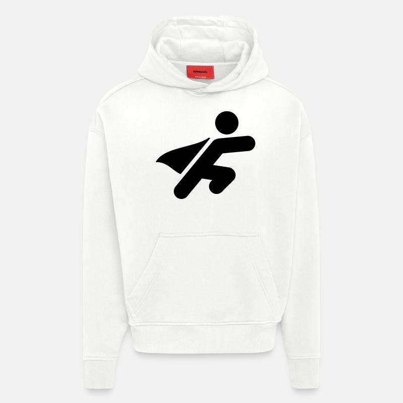 superheld_silhouette_f1 - Sweat à capuche bio épais oversize fabriqué en UE - OFF WHITE