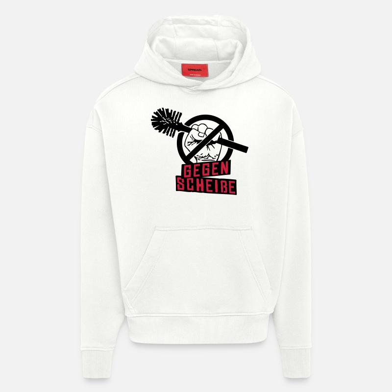 gegen scheiße - Sweat à capuche bio épais oversize fabriqué en UE - OFF WHITE