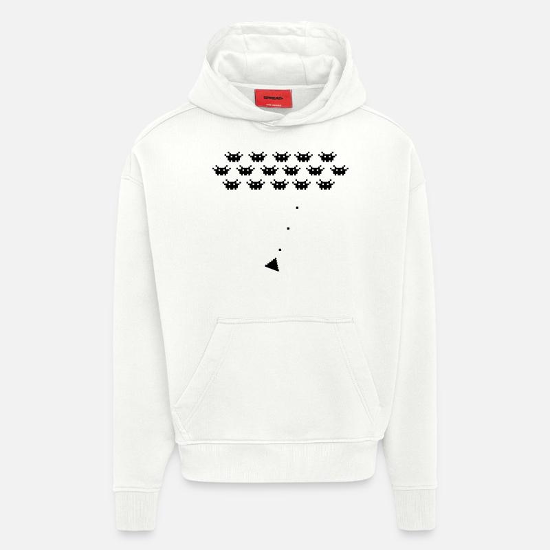 space attack - Sweat à capuche bio épais oversize fabriqué en UE - OFF WHITE