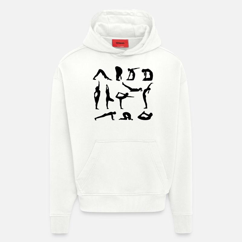 chiffres de yoga - Sweat à capuche bio épais oversize fabriqué en UE - OFF WHITE