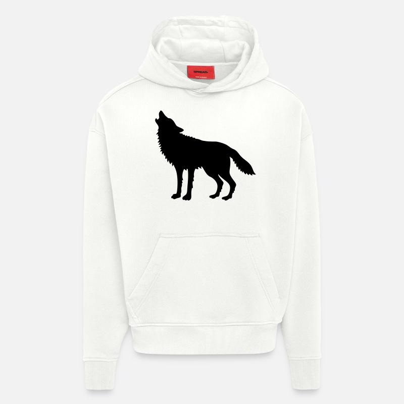Heulender Wolf (Silhouette) - Hoodie- made by SPREAD  - OFF WHITE