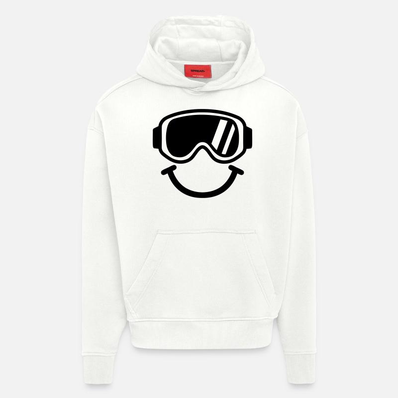 Ski Smiley - Sweat à capuche bio épais oversize fabriqué en UE - OFF WHITE