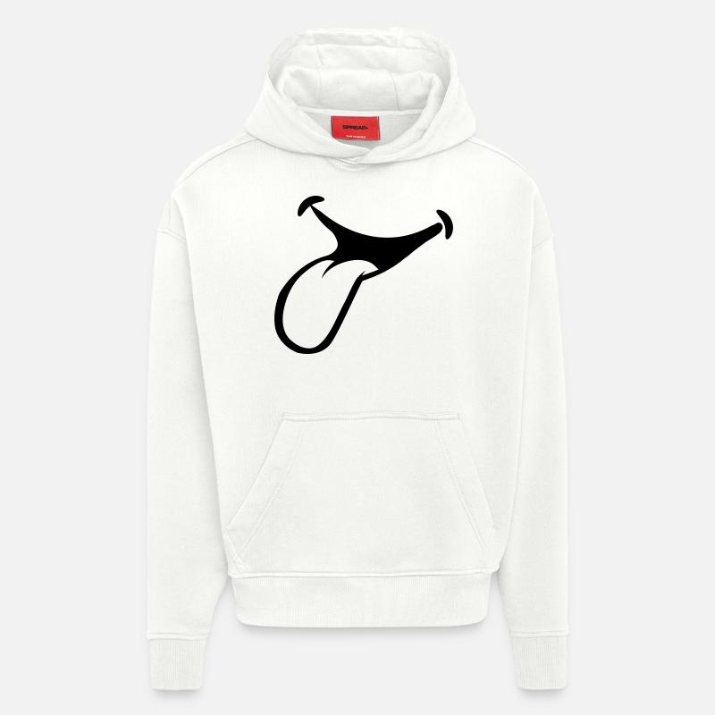 bâton de bouche langue - Sweat à capuche bio épais oversize fabriqué en UE - OFF WHITE