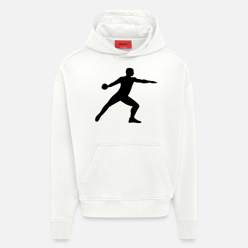 Lancer du disque - Sweat à capuche bio épais oversize fabriqué en UE - OFF WHITE