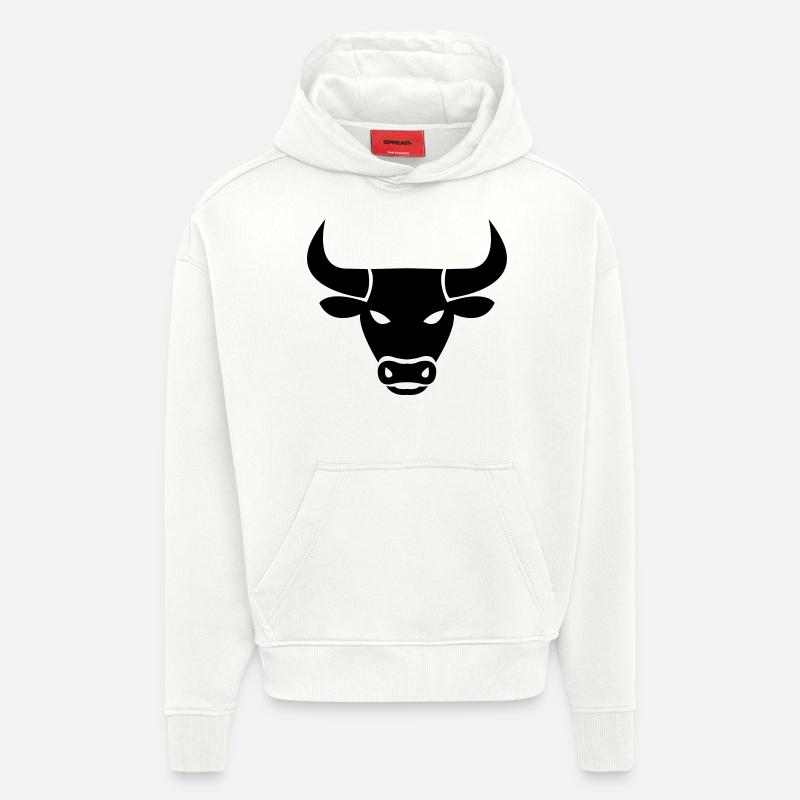 stier_001 - Sweat à capuche bio épais oversize fabriqué en UE - OFF WHITE