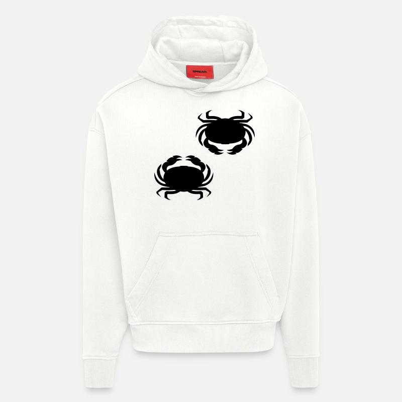 krebs_krabbe_002 - Sweat à capuche bio épais oversize fabriqué en UE - OFF WHITE