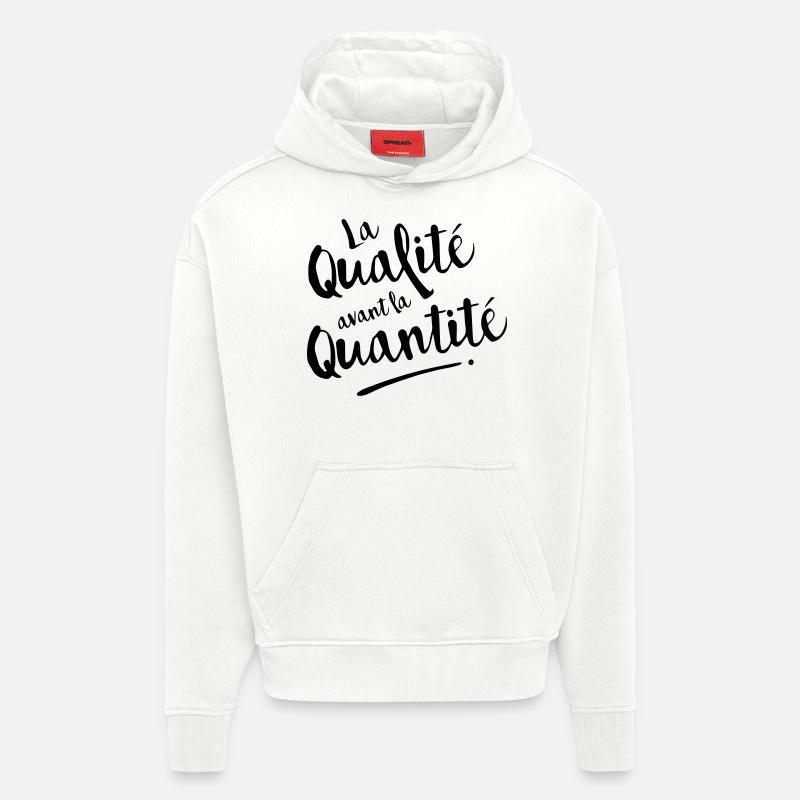 QUALITE avant QUANTITE - Sweat à capuche bio épais oversize fabriqué en UE - OFF WHITE