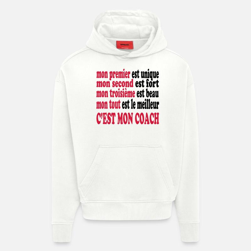Mon COACH est beau - Sweat à capuche bio épais oversize fabriqué en UE - OFF WHITE