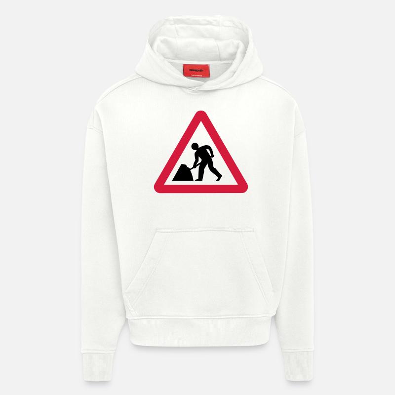 Baustelle,Arbeiter,Bauarbeiten,Achtung,Gefahr - Hoodie- made by SPREAD - OFF WHITE