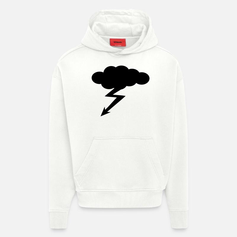 nuage - éclair - orage - Sweat à capuche bio épais oversize fabriqué en UE - OFF WHITE