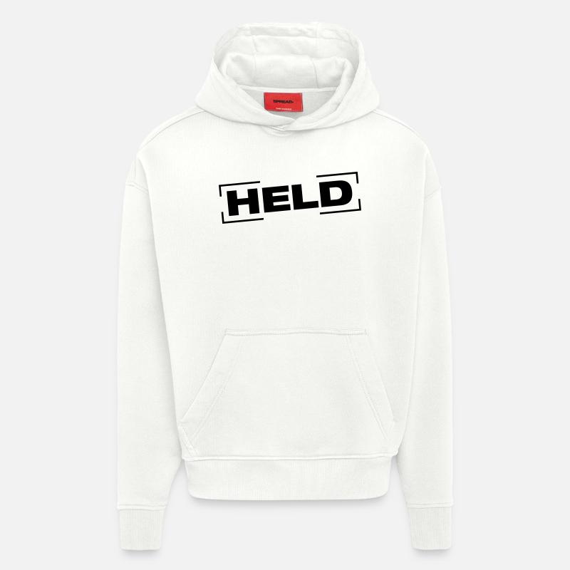 held_stempel_ke1 - Sweat à capuche bio épais oversize fabriqué en UE - OFF WHITE