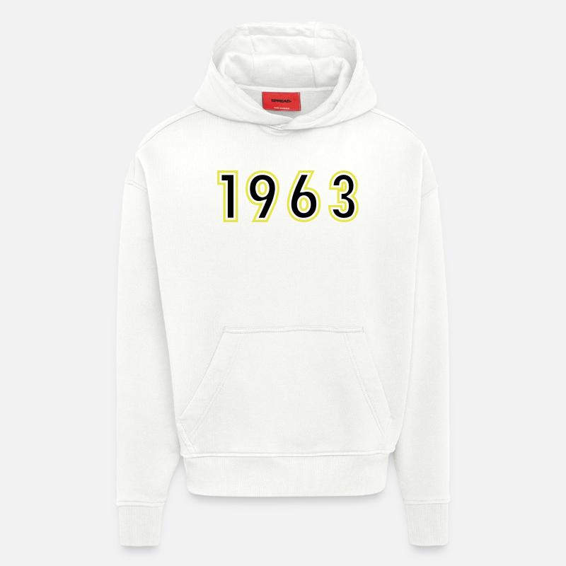 1963 Année Anniversaire - Sweat à capuche bio épais oversize fabriqué en UE - OFF WHITE