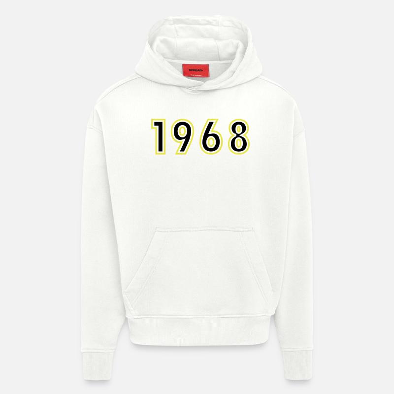1968 Année Anniversaire - Sweat à capuche bio épais oversize fabriqué en UE - OFF WHITE