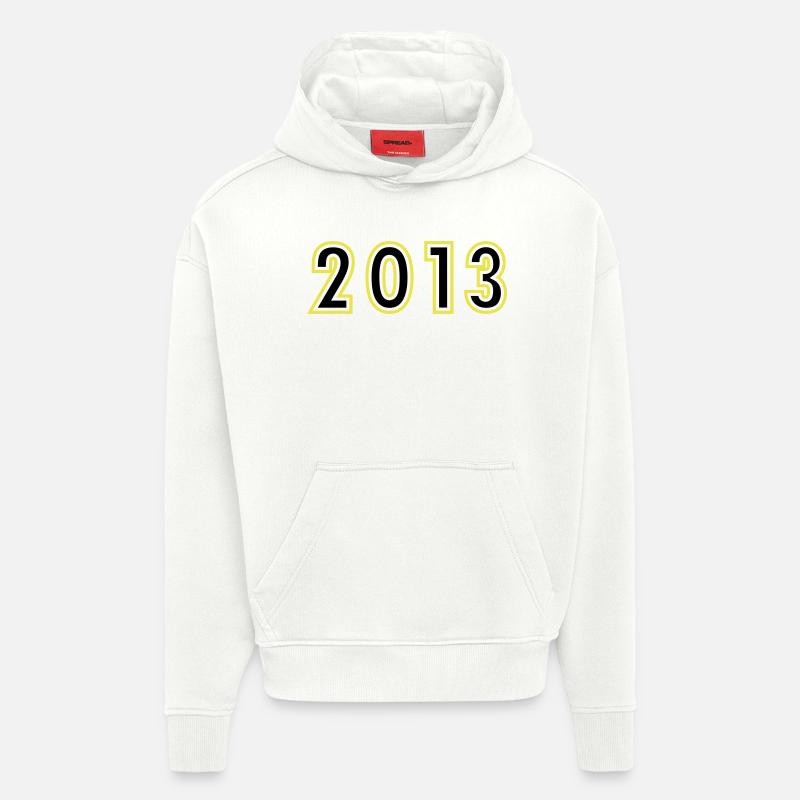 2013 Année Anniversaire - Sweat à capuche bio épais oversize fabriqué en UE - OFF WHITE