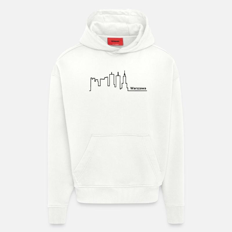 Warszawa horizon - Sweat à capuche bio épais oversize fabriqué en UE - OFF WHITE