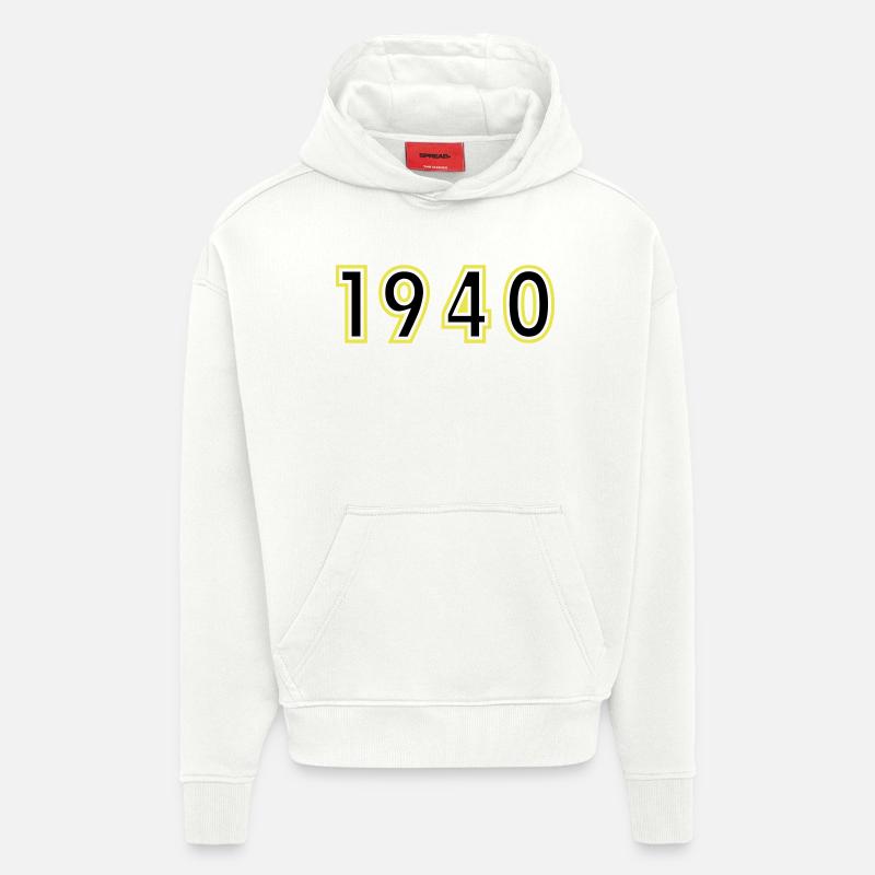 1940 Année Anniversaire - Sweat à capuche bio épais oversize fabriqué en UE - OFF WHITE