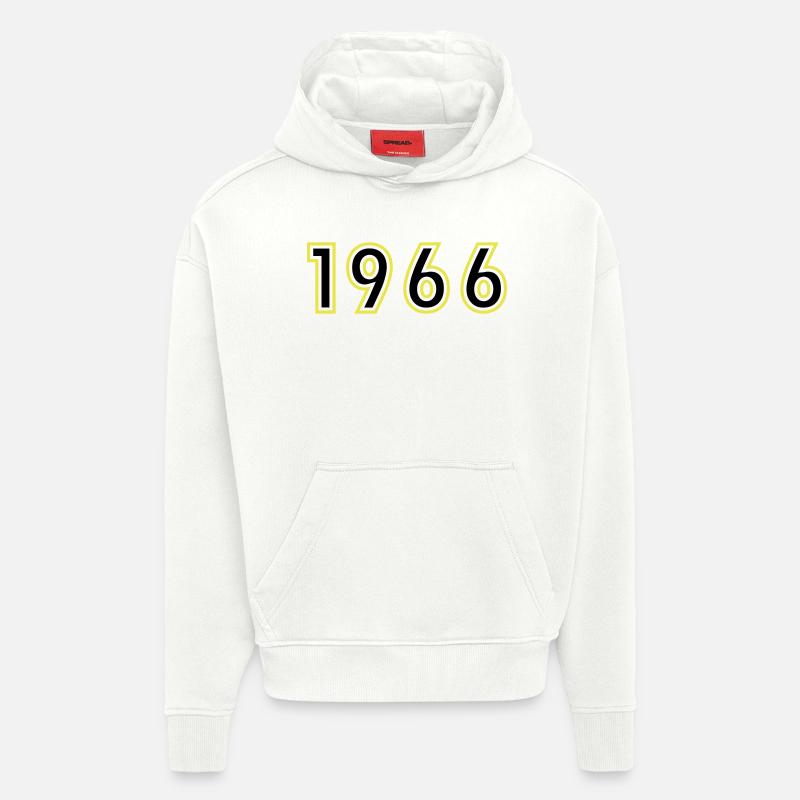 1966 Année Anniversaire - Sweat à capuche bio épais oversize fabriqué en UE - OFF WHITE
